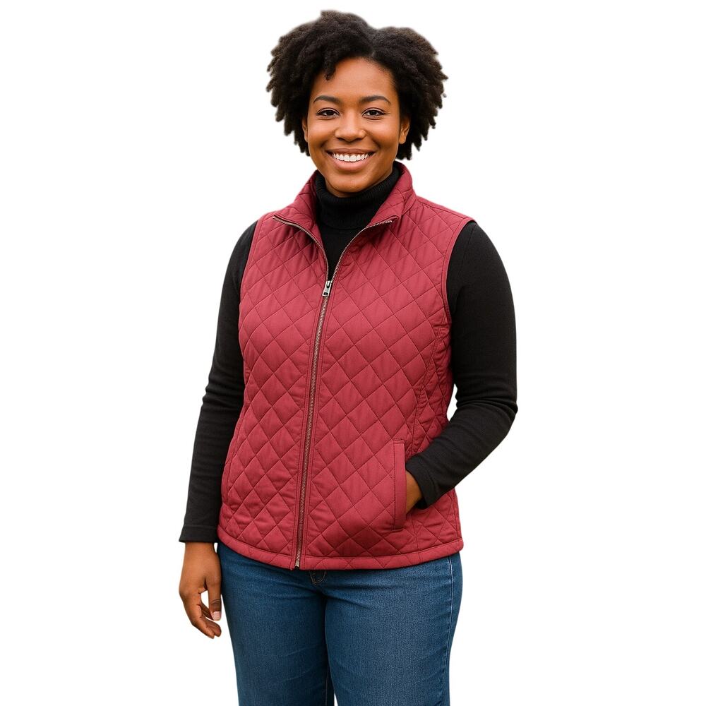 Vintage Eddie Bauer Goose Down 650 fill Burgundy Quilted Vest small heritage